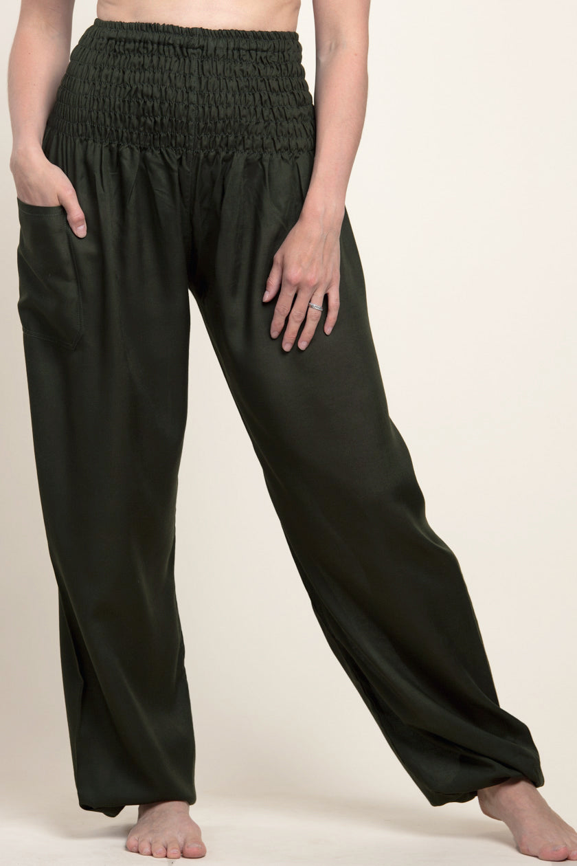 Extended Boho Green Artisan Haaremihousut - Berry Piper