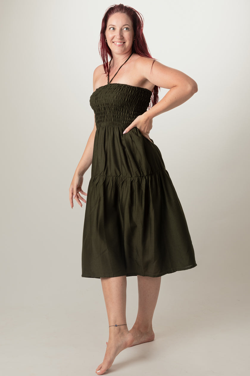 Boho Green Artisan Bandeau Midimekko - Berry Piper