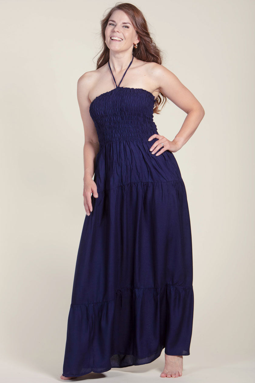 Boho Navy Artisan Bandeau Maksimekko - Berry Piper