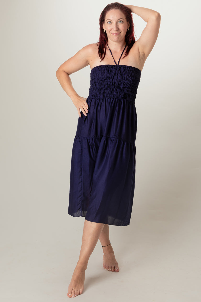 Boho Navy Artisan Bandeau Midimekko - Berry Piper