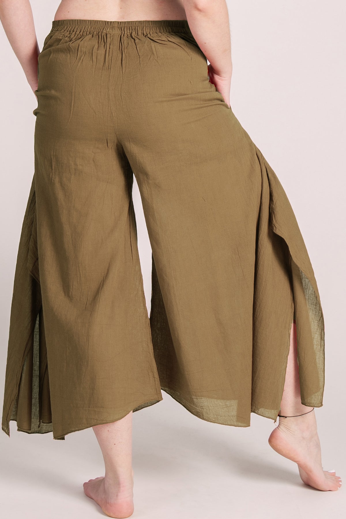 Breeze Khaki Cotton Artisan Palatsihousut - Berry Piper
