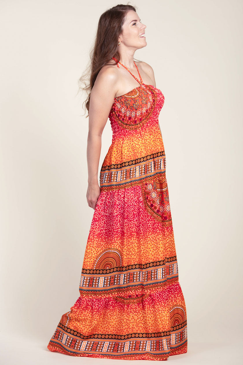 Chakra Orange Artisan Bandeau Maksimekko - Berry Piper