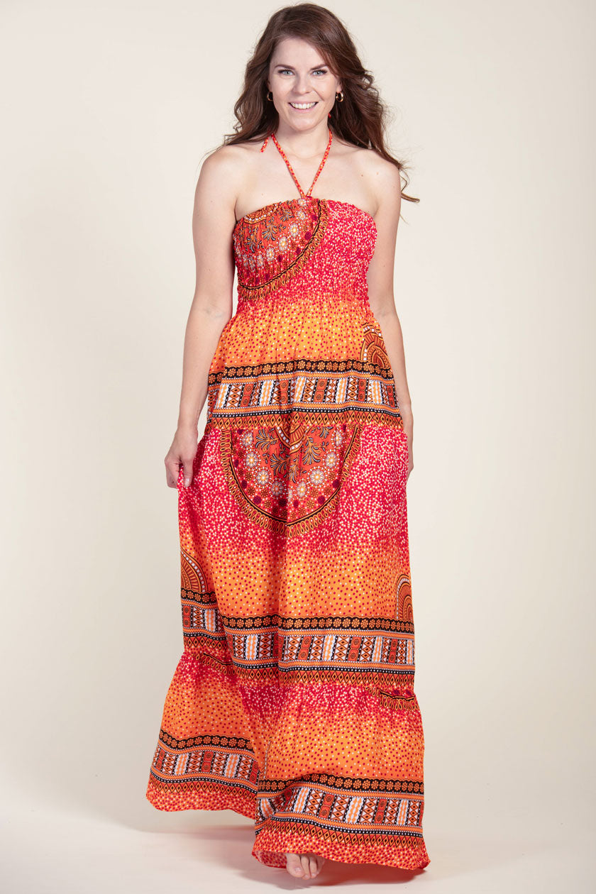 Chakra Orange Artisan Bandeau Maksimekko - Berry Piper