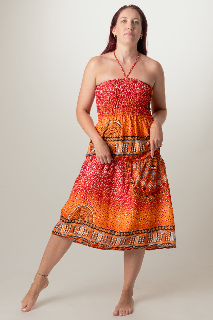 Chakra Orange Artisan Bandeau Midimekko - Berry Piper