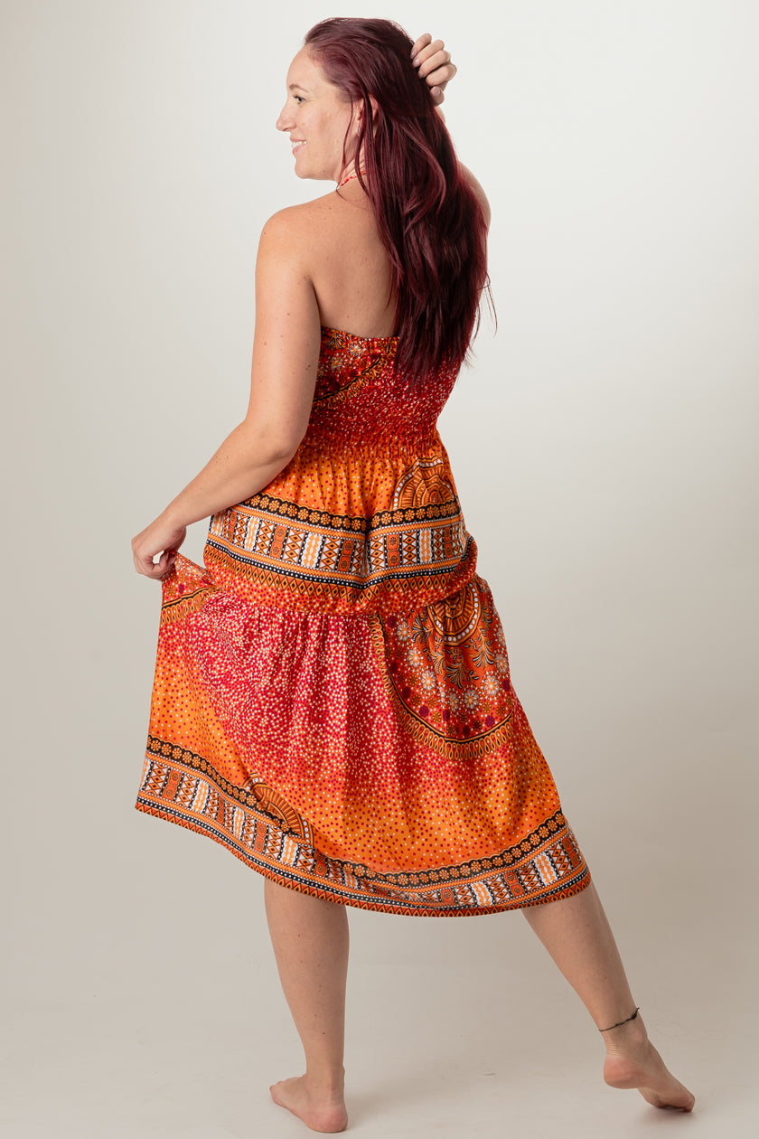 Chakra Orange Artisan Bandeau Midimekko - Berry Piper