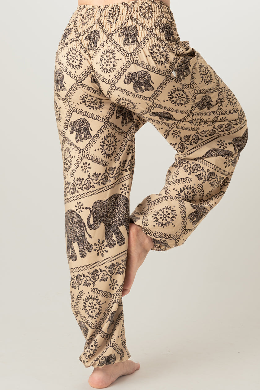 Extended Bandanna Beige Elephant Artisan Haaremihousut - Berry Piper