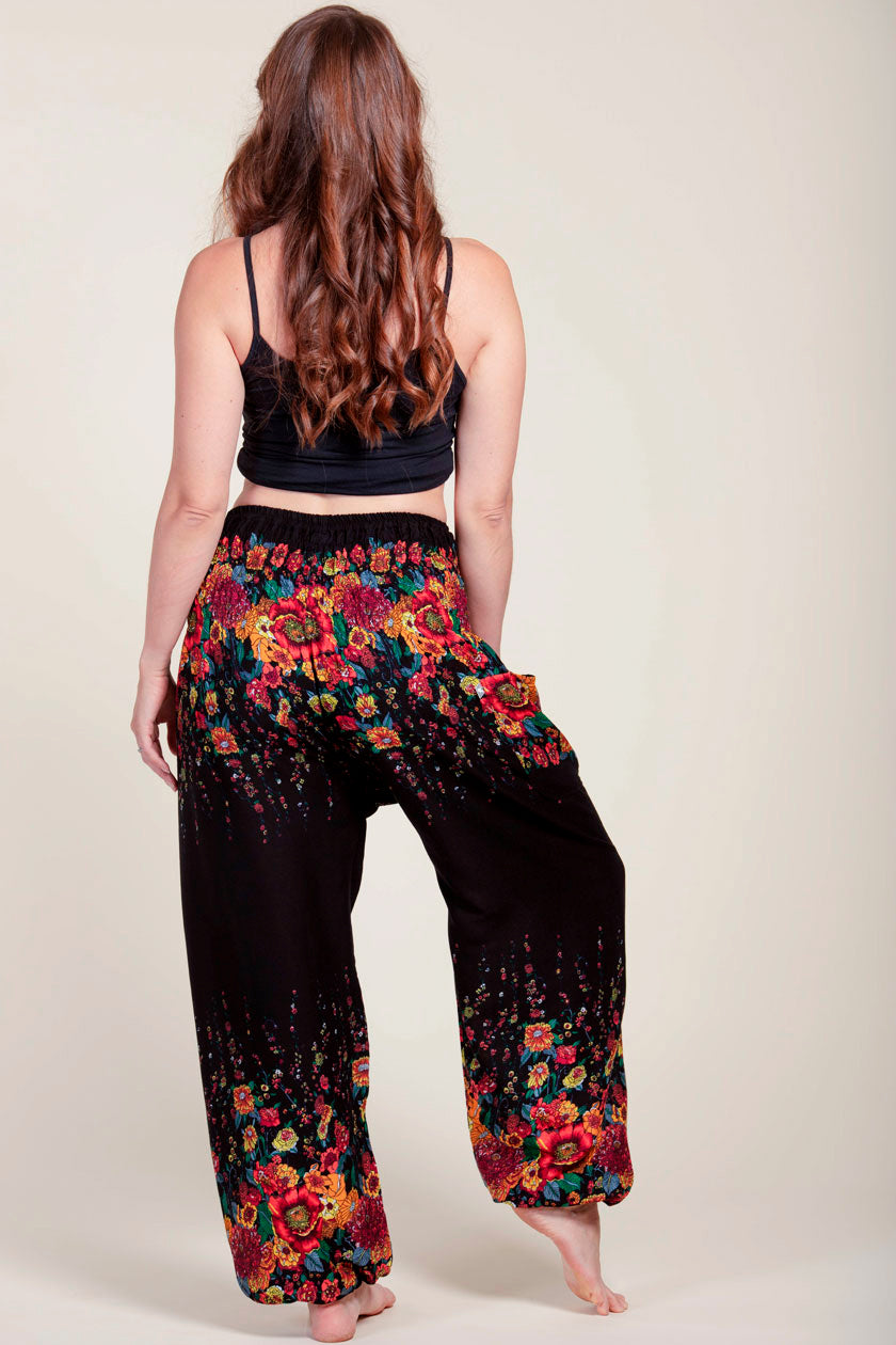 Floral Black Artisan Haaremihousut - Berry Piper