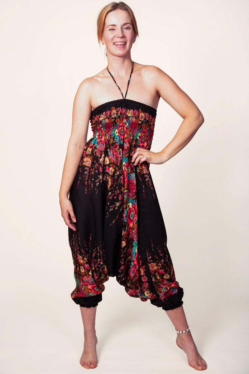 Floral Black Artisan Jumpsuit Haaremihousut - Berry Piper