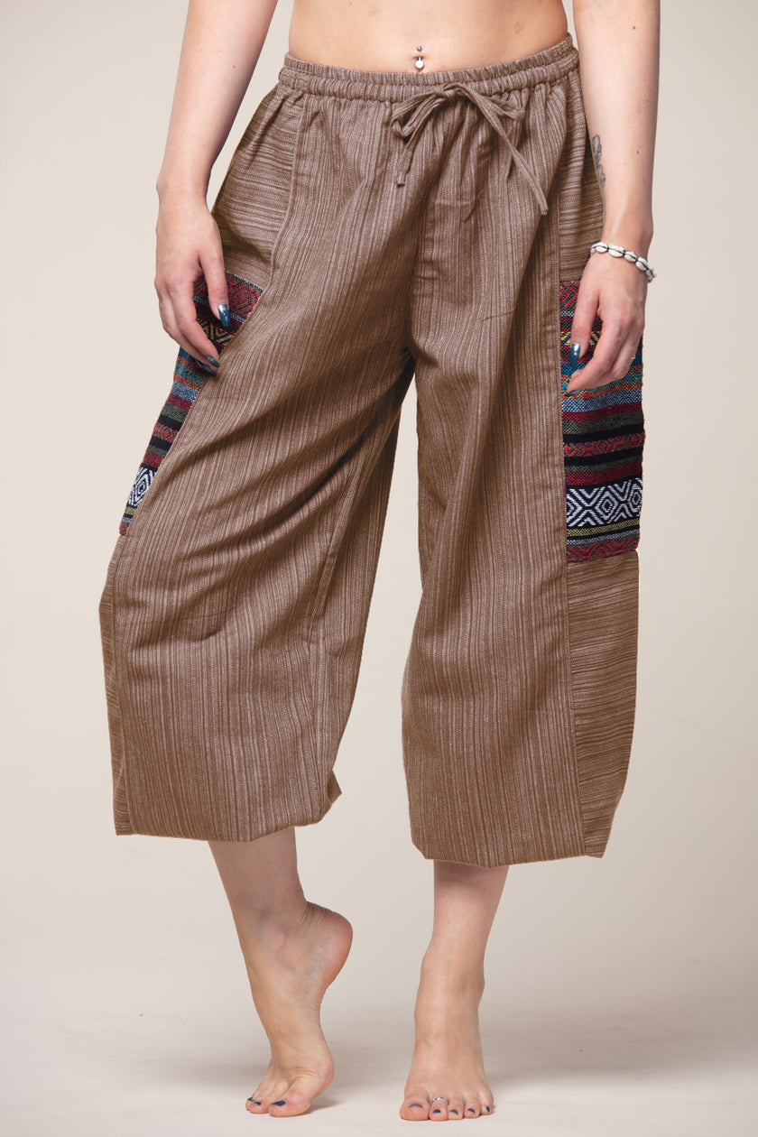 Hill Tribe Unisex Khaki Artisan Haaremihousut - Berry Piper