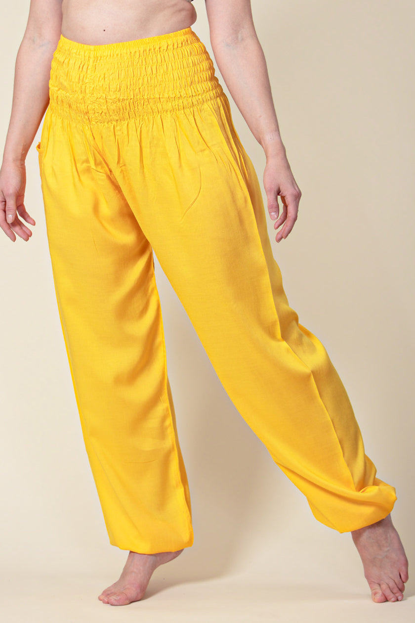Extended Boho Yellow Artisan Haaremihousut - Berry Piper