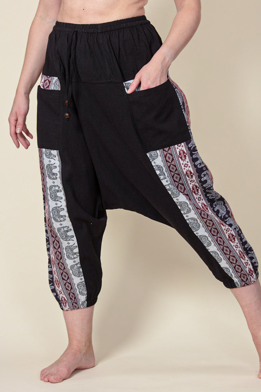Aztec Elephant Black Medium Low Cut Haaremihousut - Berry Piper