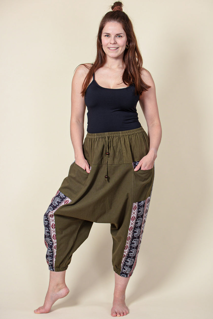 Aztec Elephant Olive Medium Low Cut Haaremihousut - Berry Piper