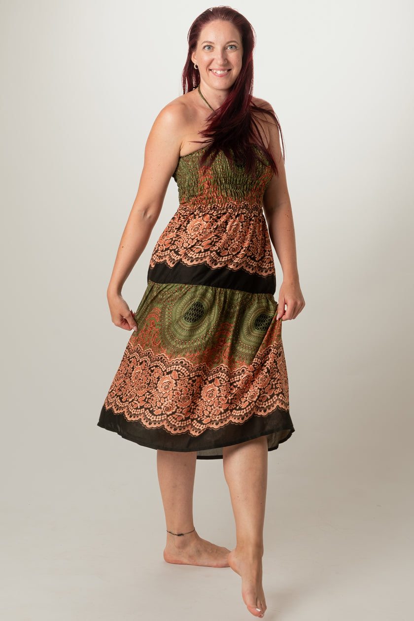 Mandala Olive Artisan Bandeau Midimekko - Berry Piper