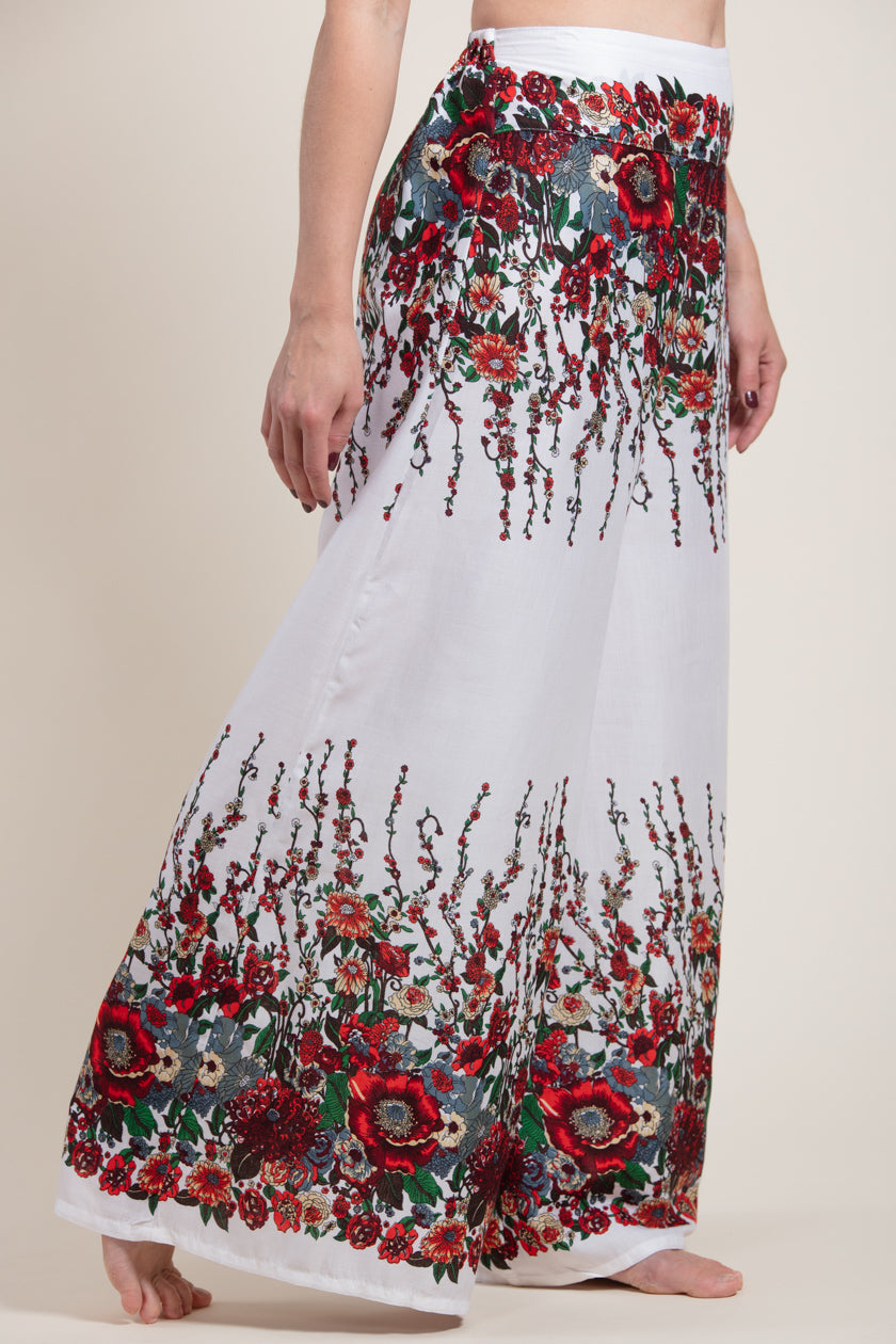 Floral White Artisan Palatsihousut - Berry Piper