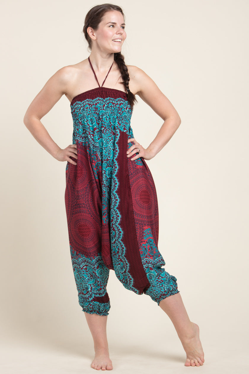 Mandala Red Artisan Jumpsuit Haaremihousut - Berry Piper