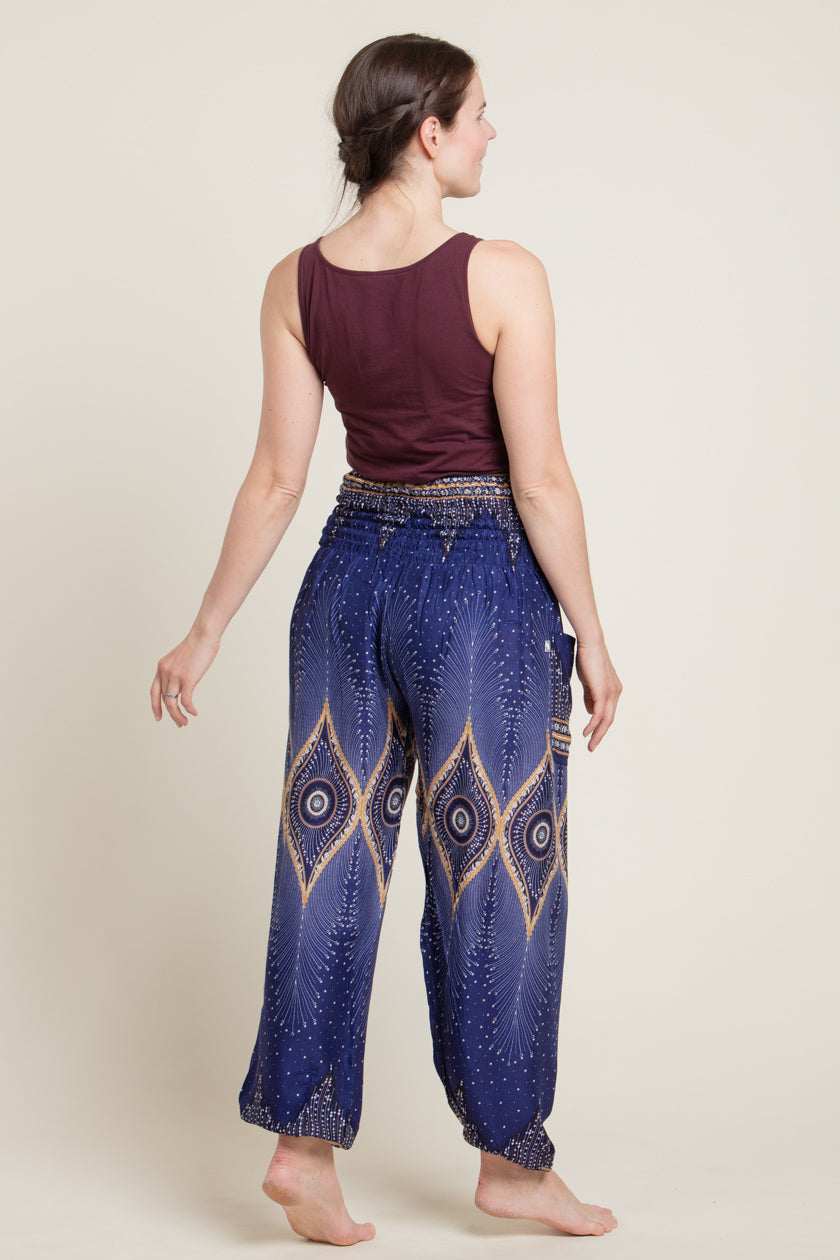 Diamond Peacock Blue Artisan Haaremihousut - Berry Piper