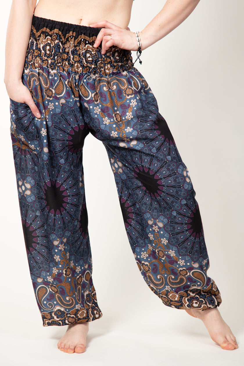 Paisley Mandala Navy Bronze Artisan Haaremihousut - Berry Piper