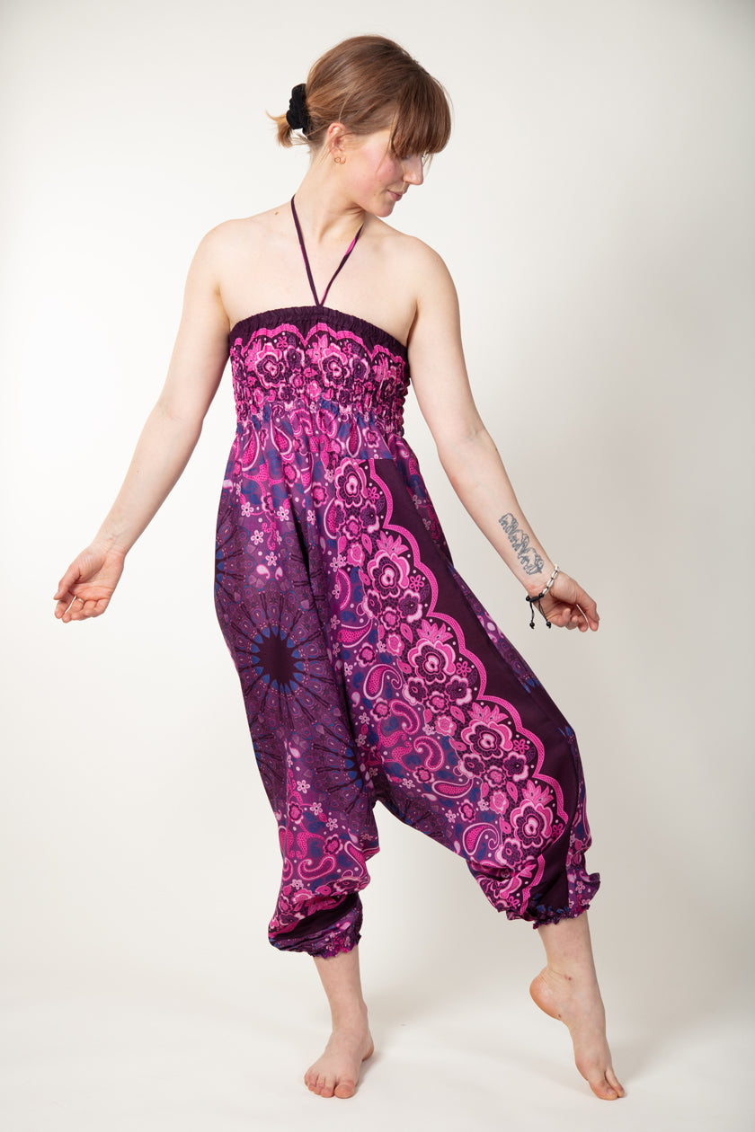 Paisley Mandala Purple Artisan Jumpsuit Haaremihousut - Berry Piper