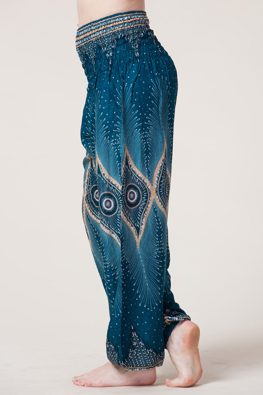 Diamond Peacock Turquoise Artisan Haaremihousut - Berry Piper