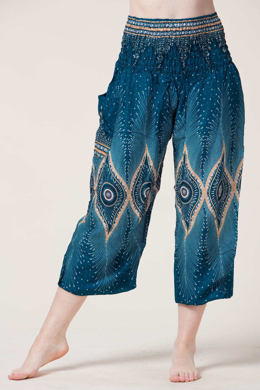Diamond Peacock Turquoise Artisan Haaremihousut - Berry Piper