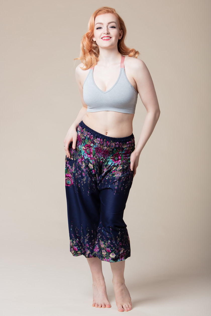 Floral Navy Artisan Haaremihousut - Berry Piper