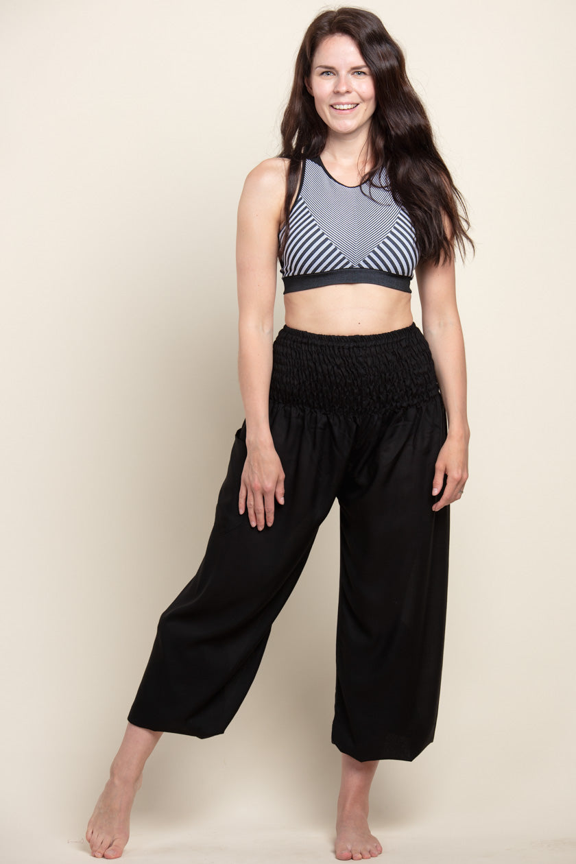 Extended Boho Black Artisan Haaremihousut - Berry Piper