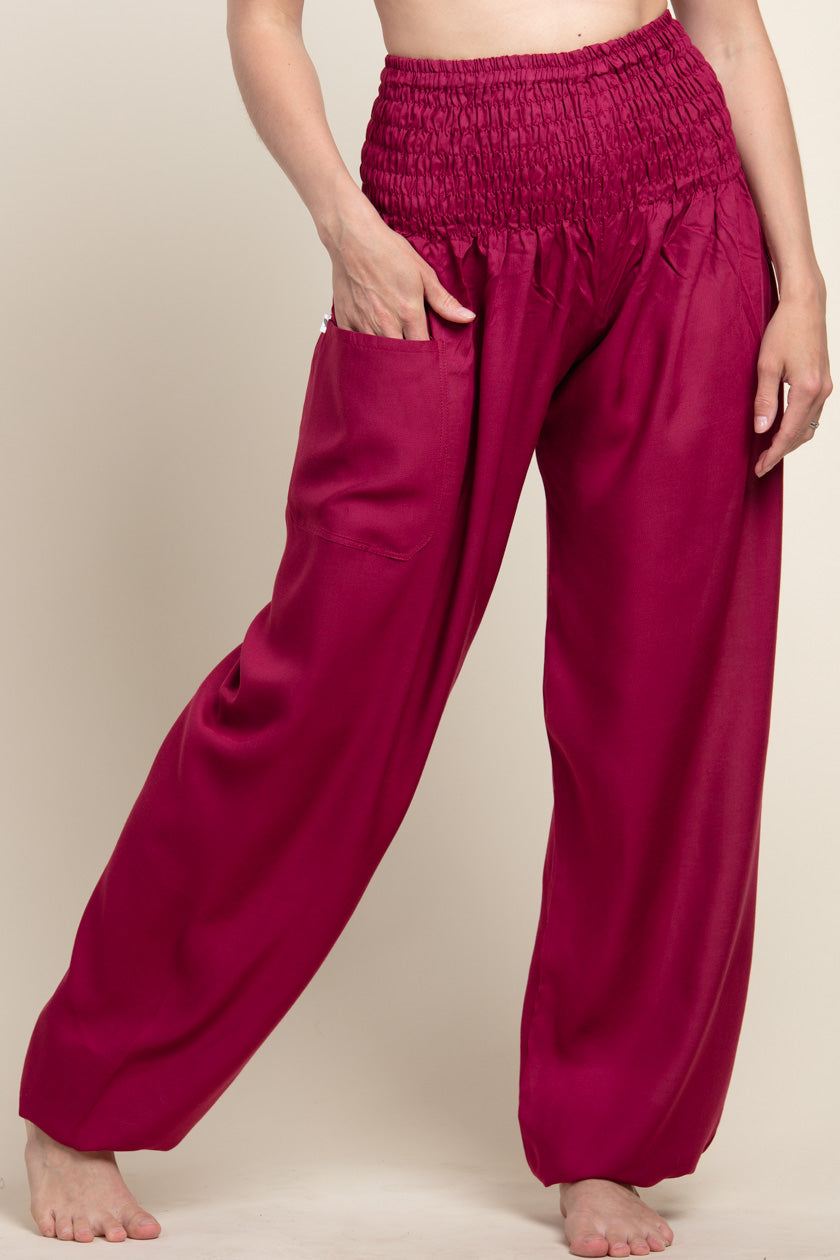 Extended Boho Burgundy Artisan Haaremihousut - Berry Piper