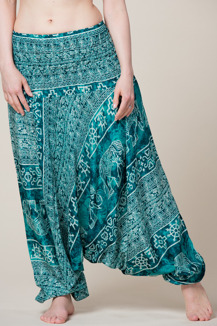 Teal Marble Elephants Artisan Jumpsuit Haaremihousut - Berry Piper