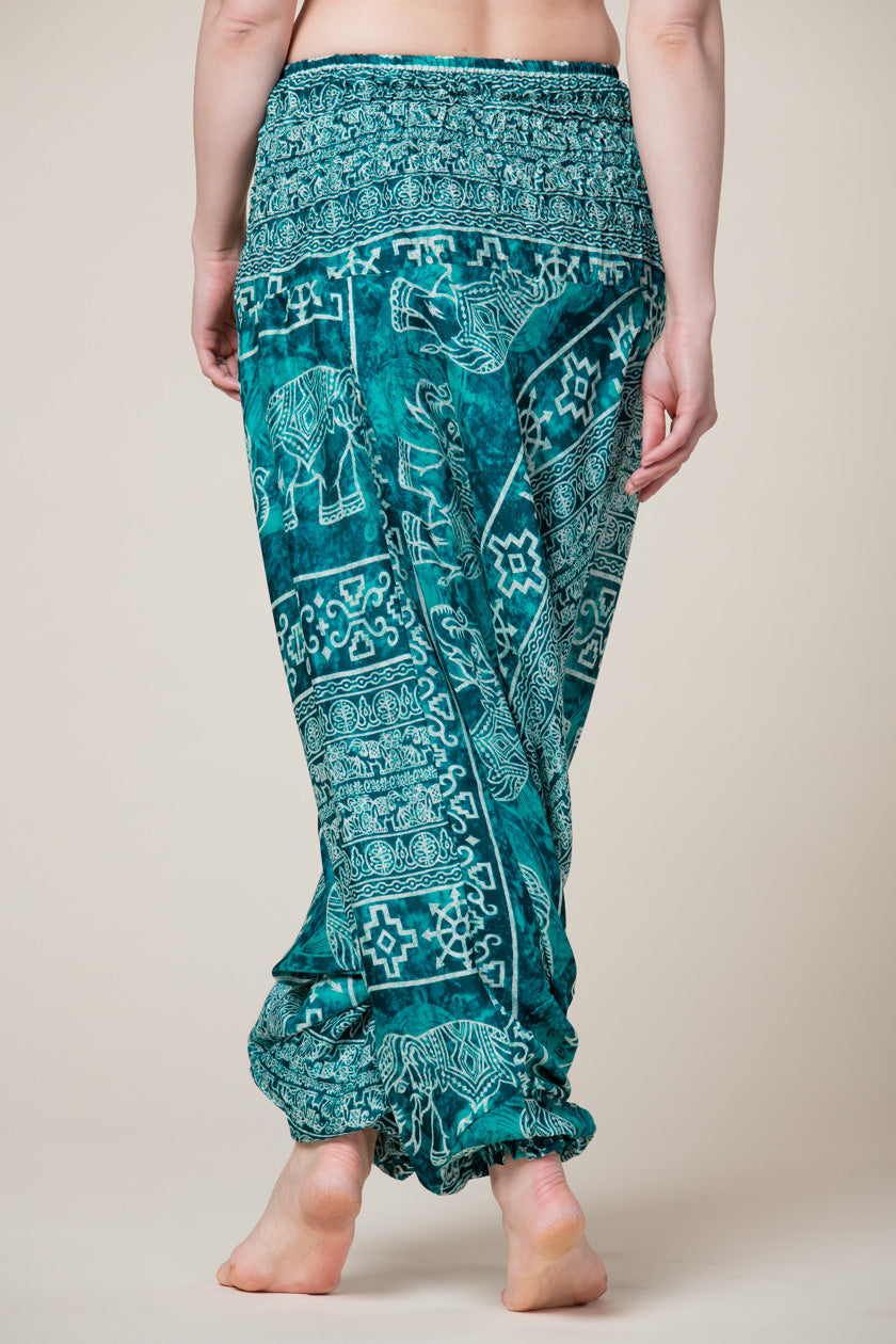 Teal Marble Elephants Artisan Jumpsuit Haaremihousut - Berry Piper