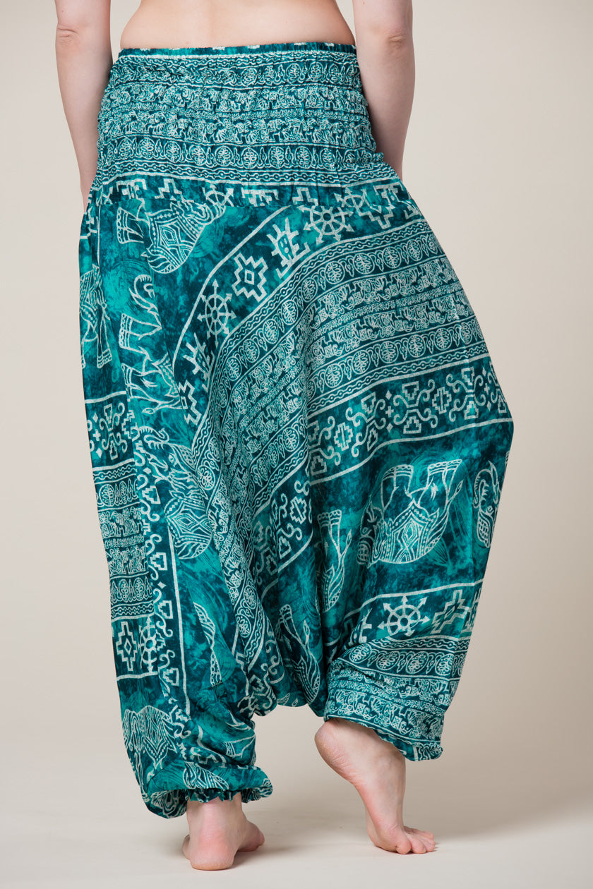 Teal Marble Elephants Artisan Jumpsuit Haaremihousut - Berry Piper