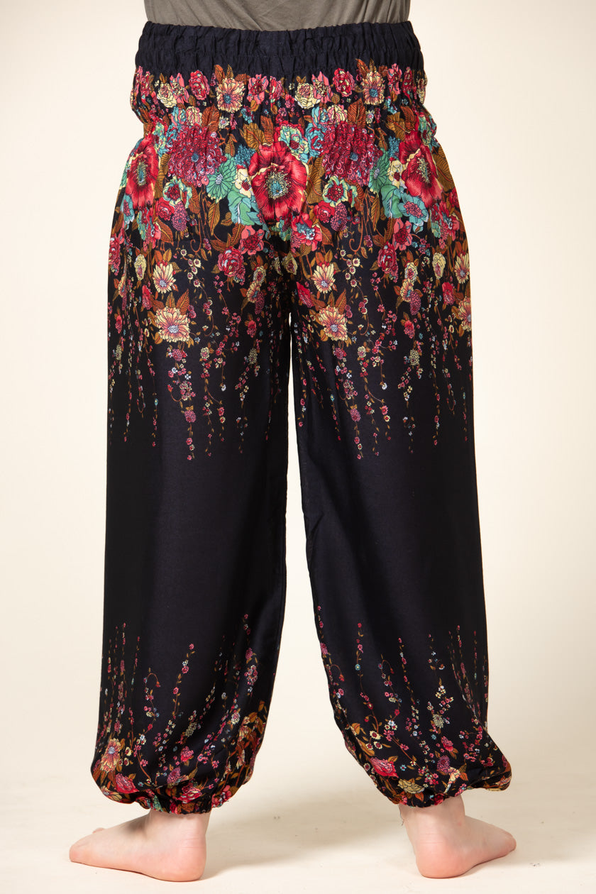 Kids Floral Black Artisan Haaremihousut - Berry Piper