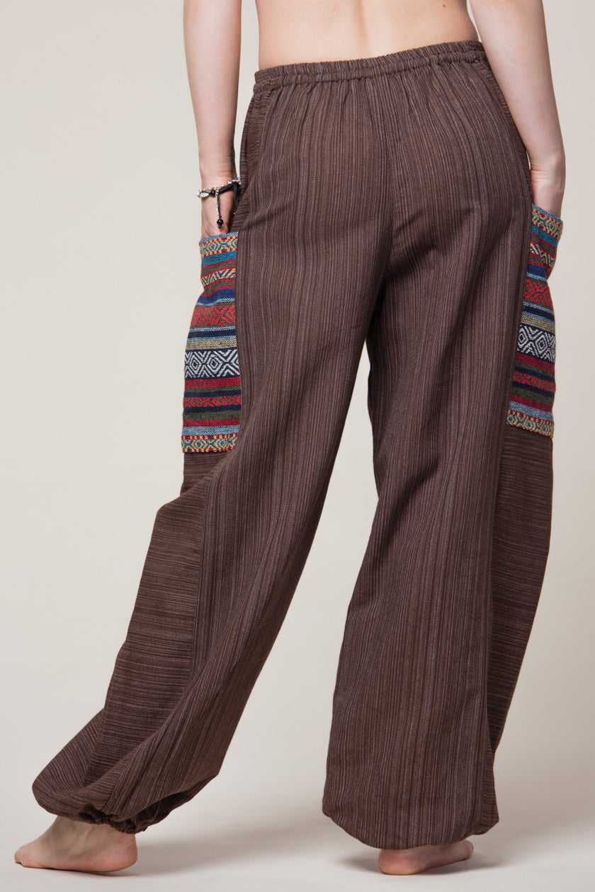 Hill Tribe Unisex Brown Artisan Haaremihousut - Berry Piper