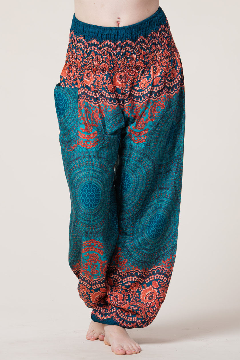 Mandala Teal Artisan Haaremihousut - Berry Piper