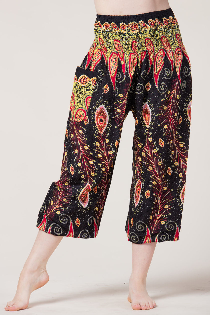 Peacock Paisley Black Artisan Haaremihousut - Berry Piper