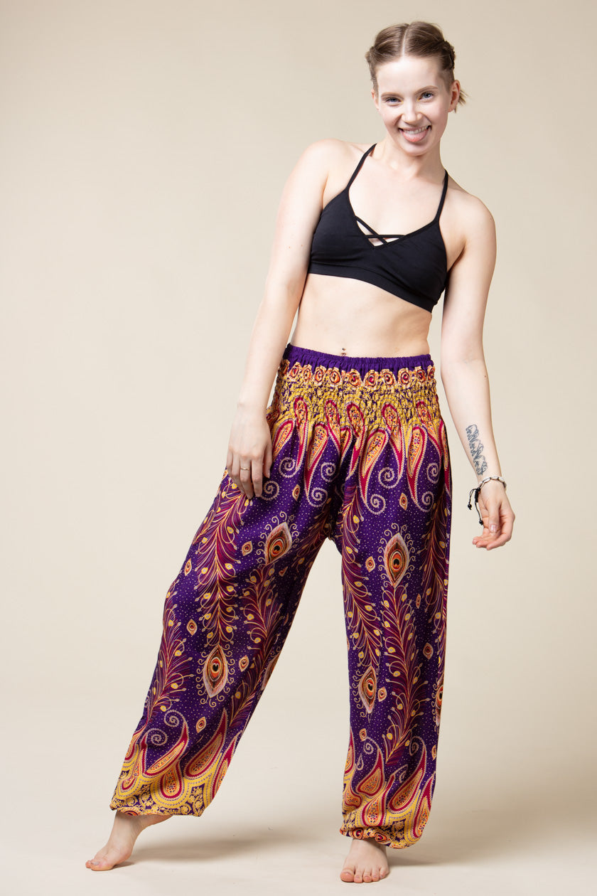 Peacock Paisley Purple Artisan Haaremihousut - Berry Piper