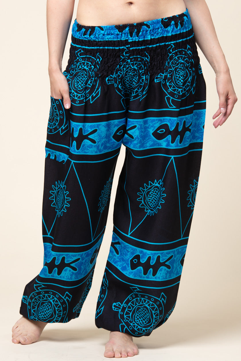 Mayan Turtle Blue Artisan Haaremihousut - Berry Piper