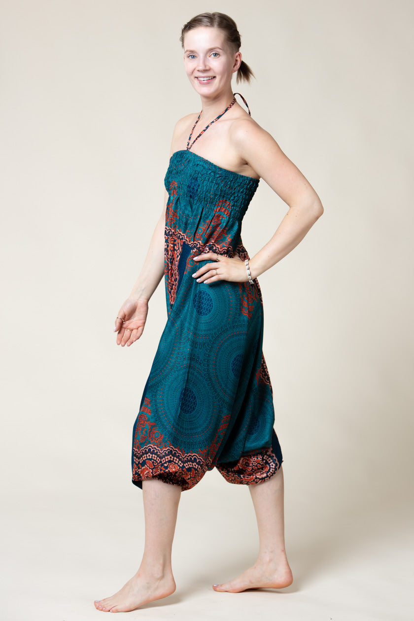 Mandala Teal Artisan Jumpsuit Haaremihousut - Berry Piper