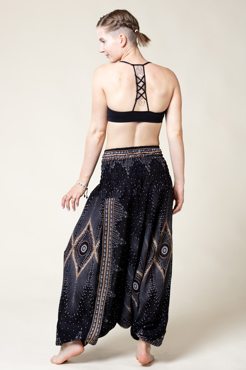Diamond Peacock Black Artisan Jumpsuit Haaremihousut - Berry Piper