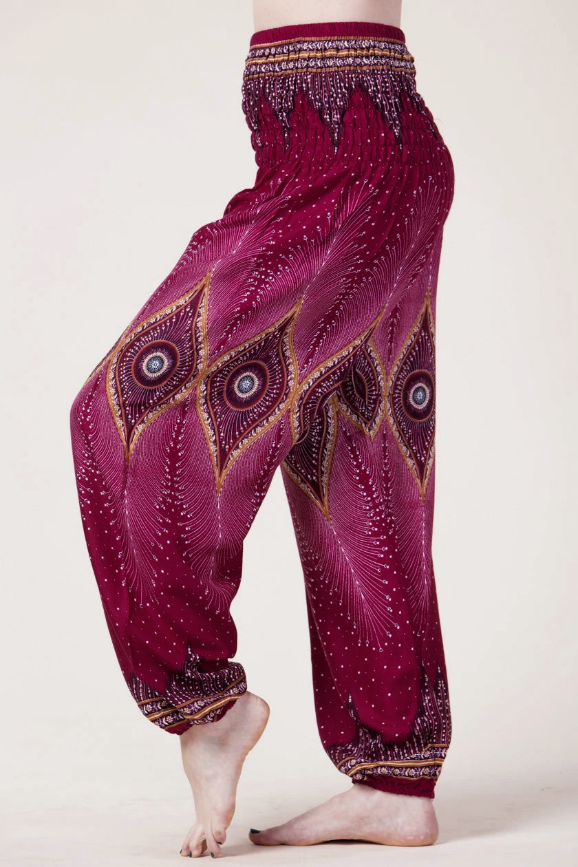Diamond Peacock Red Artisan Haaremihousut - Berry Piper