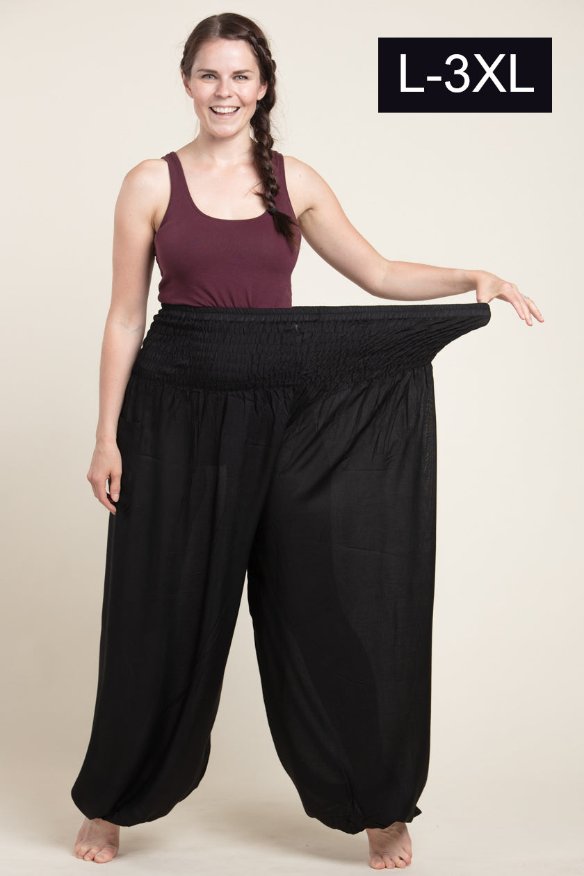 Extended Boho Black Artisan Haaremihousut - Berry Piper