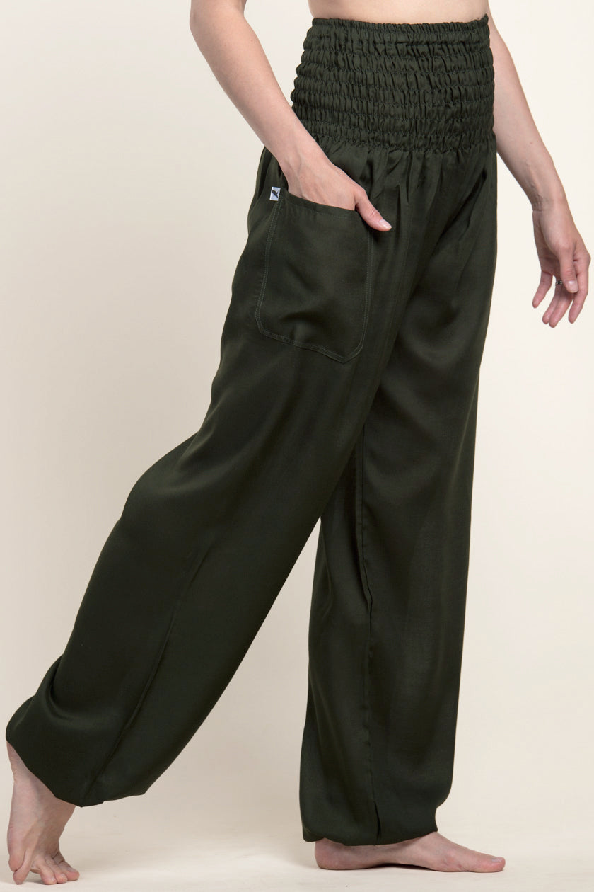 Extended Boho Green Artisan Haaremihousut - Berry Piper