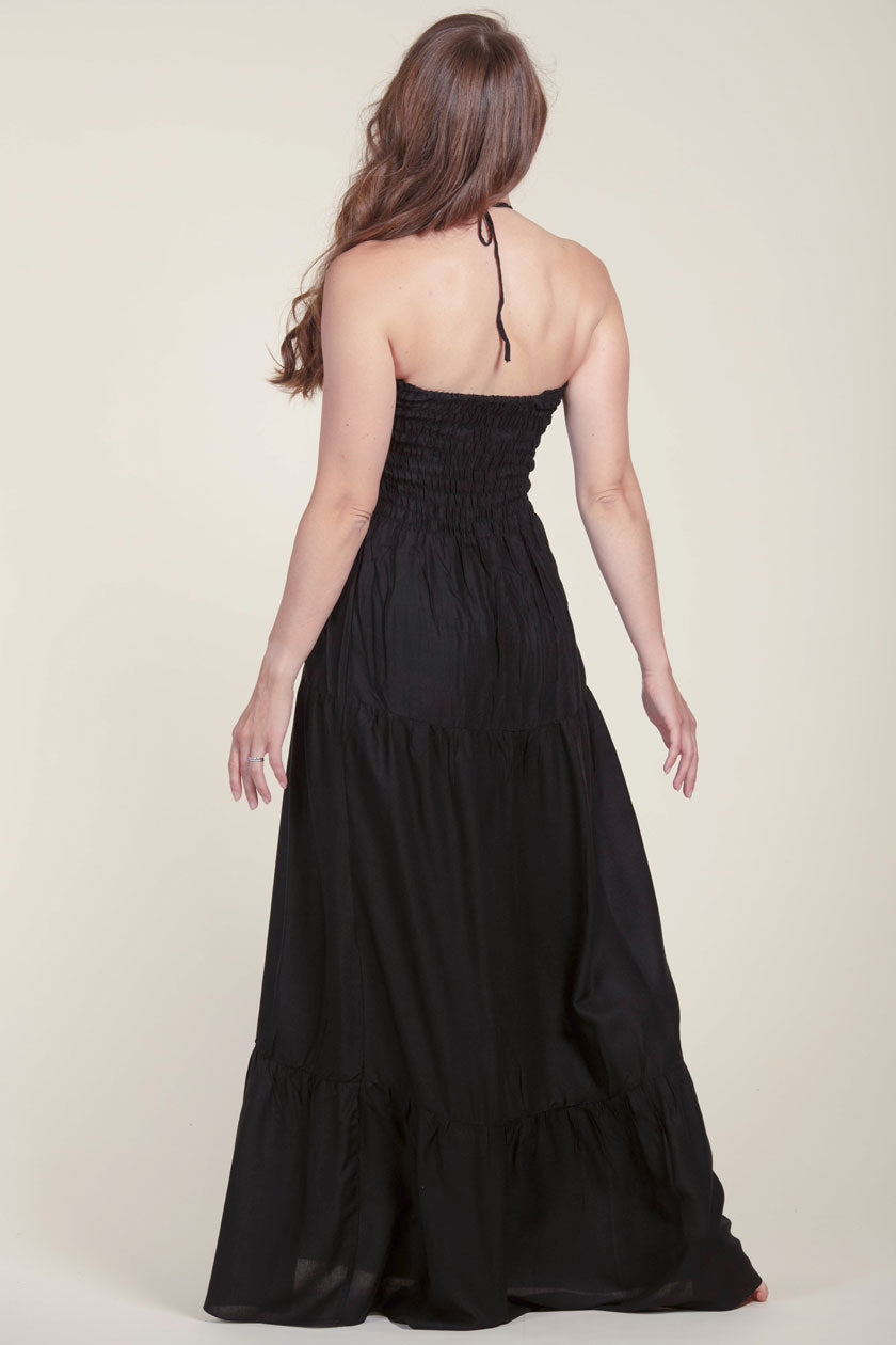 Boho Black Artisan Bandeau Maksimekko - Berry Piper
