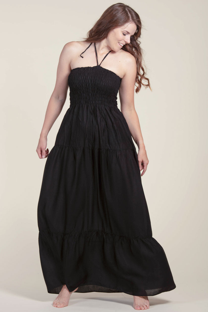 Boho Black Artisan Bandeau Maksimekko - Berry Piper