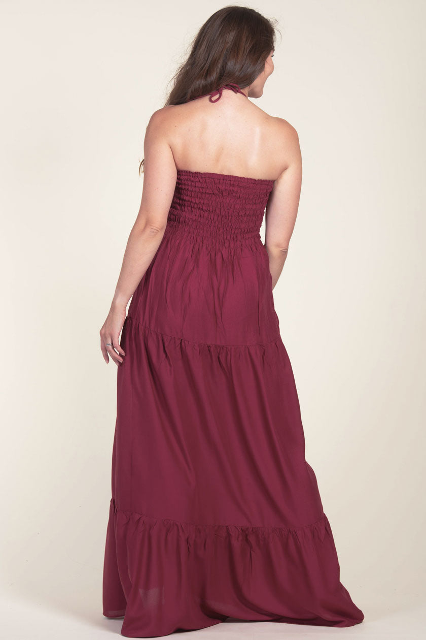 Boho Burgundy Artisan Bandeau Maksimekko - Berry Piper