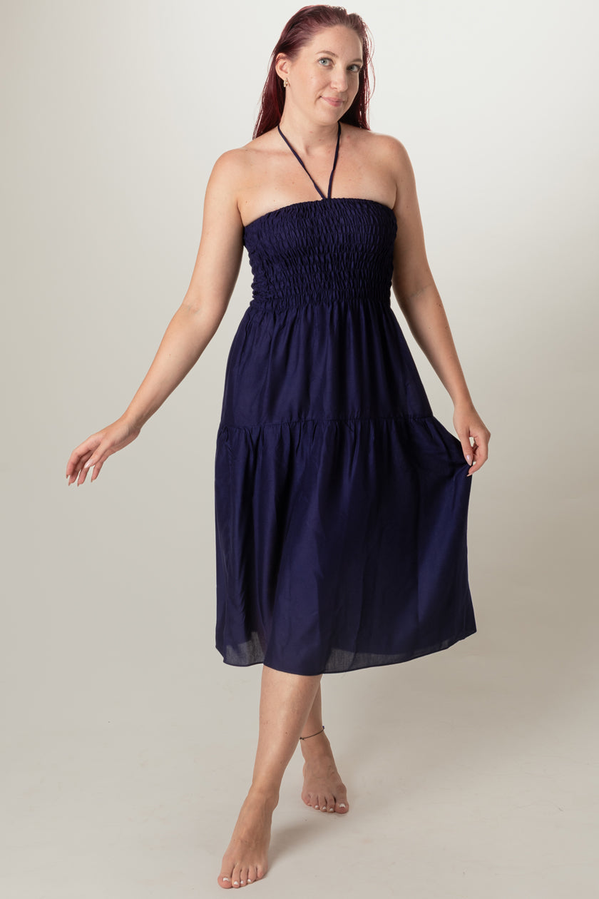 Boho Navy Artisan Bandeau Midimekko - Berry Piper
