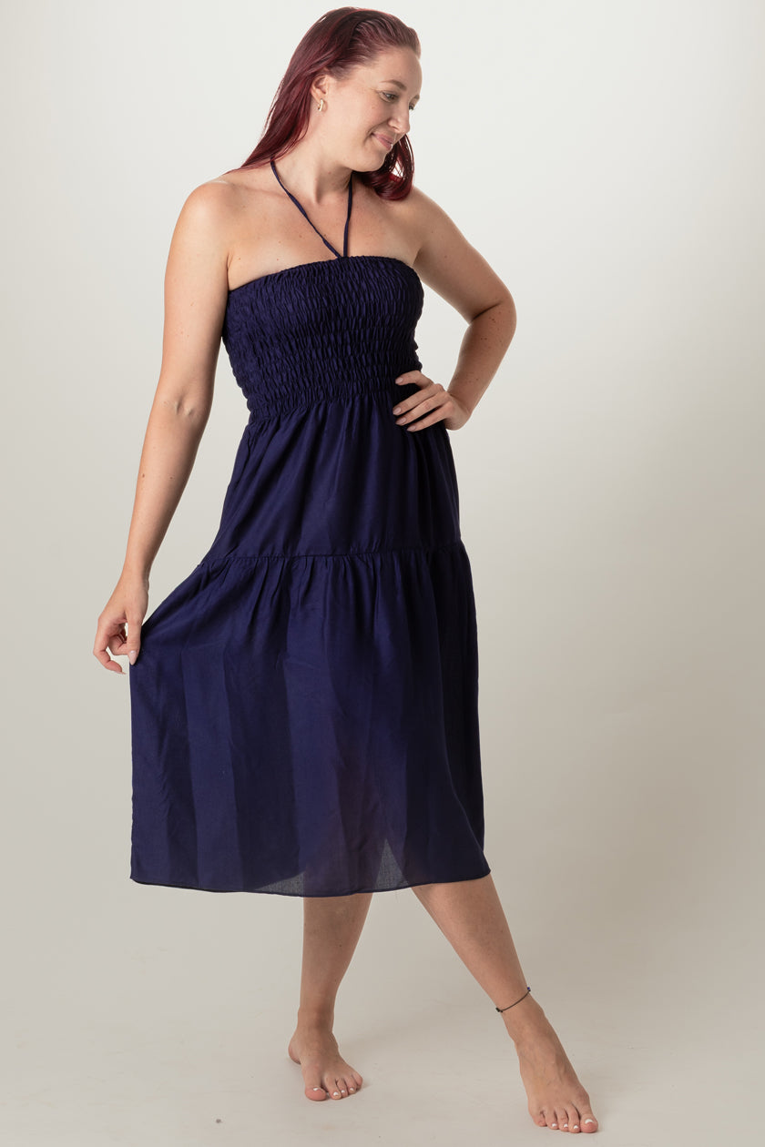 Boho Navy Artisan Bandeau Midimekko - Berry Piper