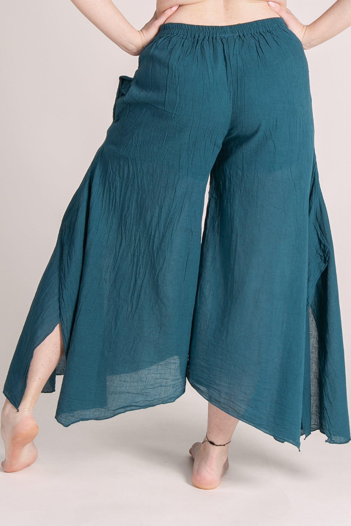 Breeze Teal Cotton Artisan Palatsihousut - Berry Piper