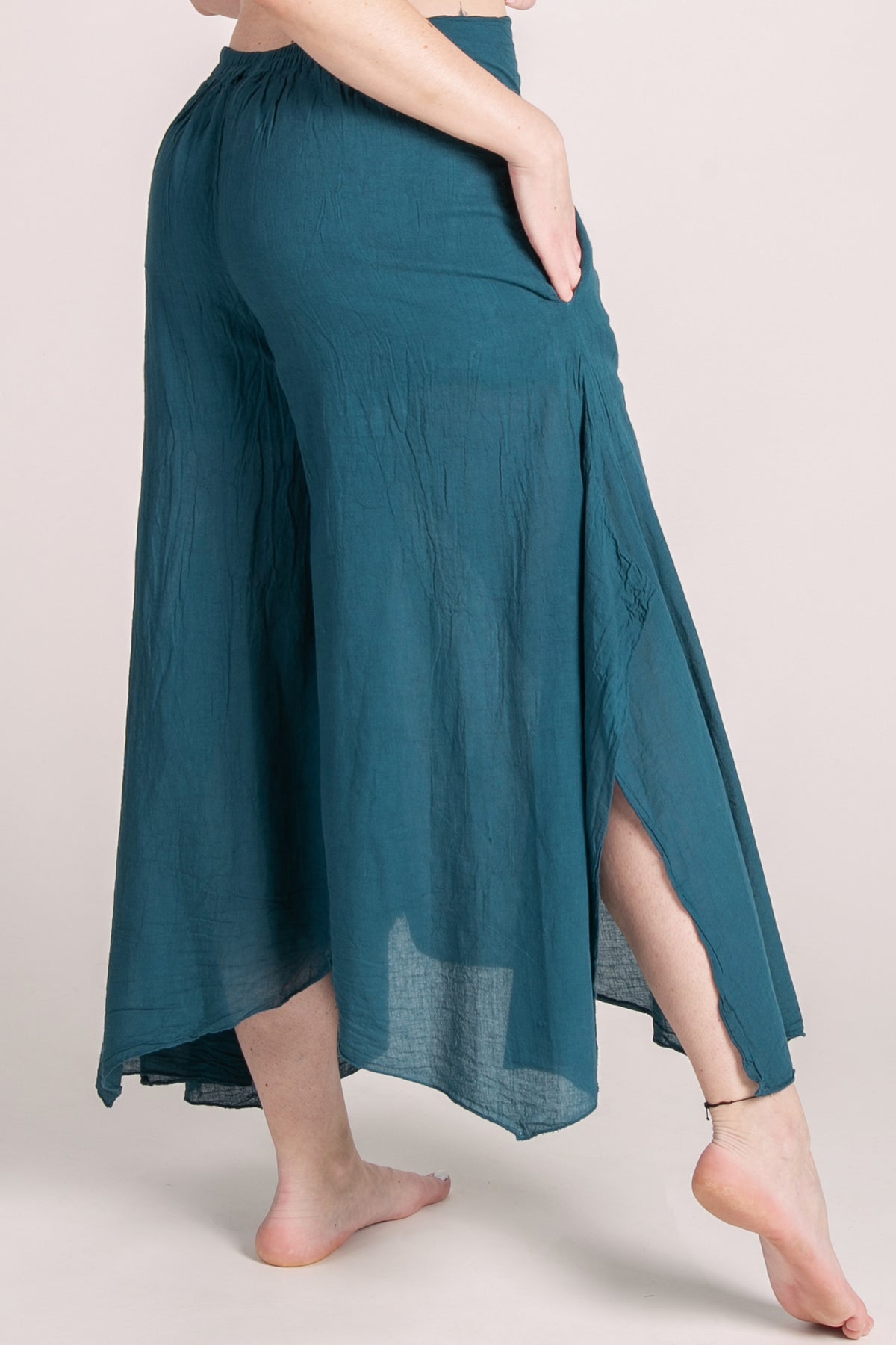 Breeze Teal Cotton Artisan Palatsihousut - Berry Piper