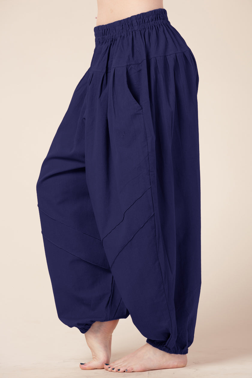 Djinn Navy Cotton Artisan Haaremihousut - Berry Piper