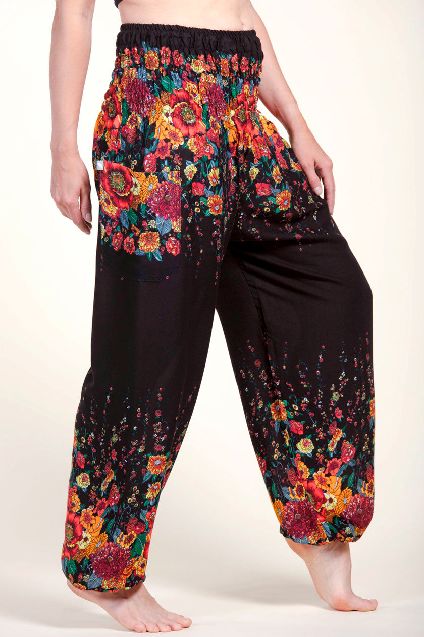 Floral Black Artisan Haaremihousut - Berry Piper